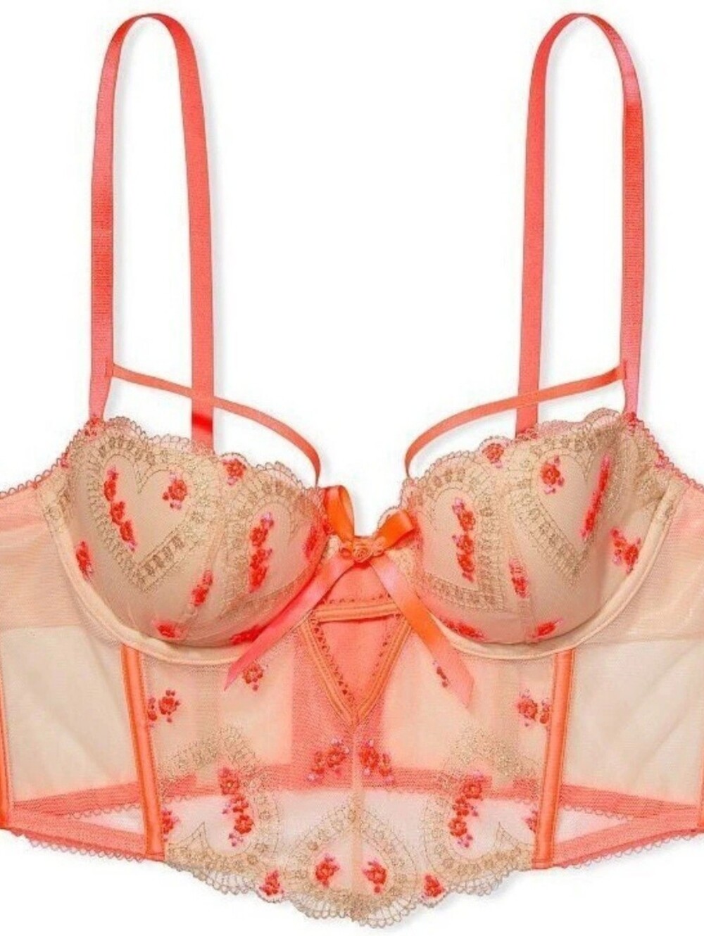 Victorias Secret DREAM ANGELS LIGHTLY LINED HEART EMBROIDERY CORSET BRA TOP  34D - Picture 10 of 10